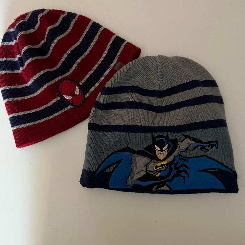 Superhero Set‎ Youth Batman Spider-Man 3 Striped Kids Beanie
